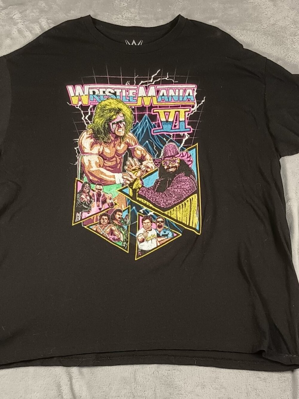 WrestleMania VI Reproduction T-Shirt Men's XXL Black WWE Wrestling Graphic Tee